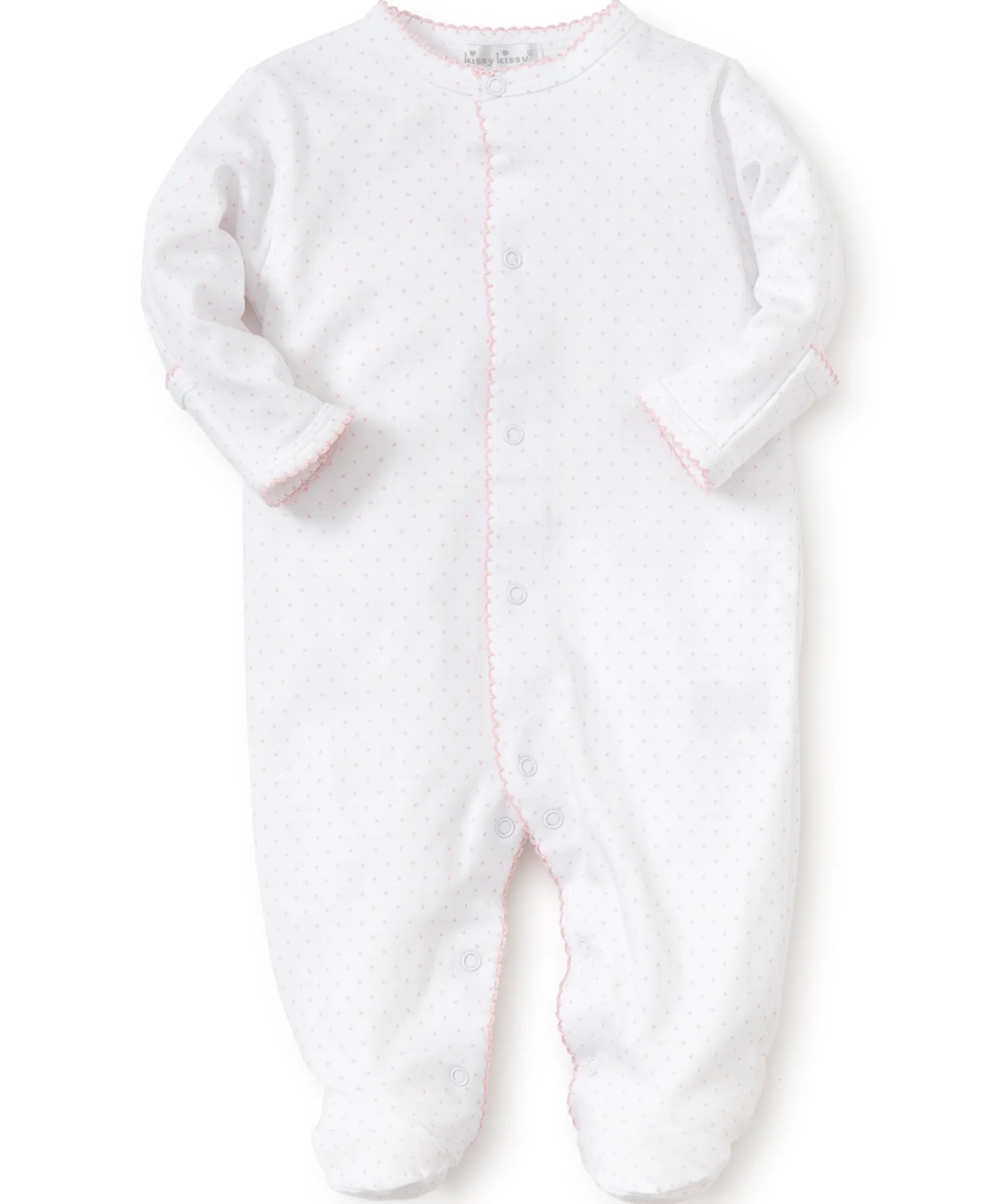 Personalized White/Pink New Kissy Dots Footie
