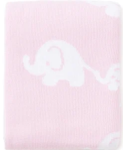 Pink Elephant Knit Novelty Blanket