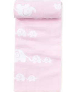 Pink Elephant Knit Novelty Blanket