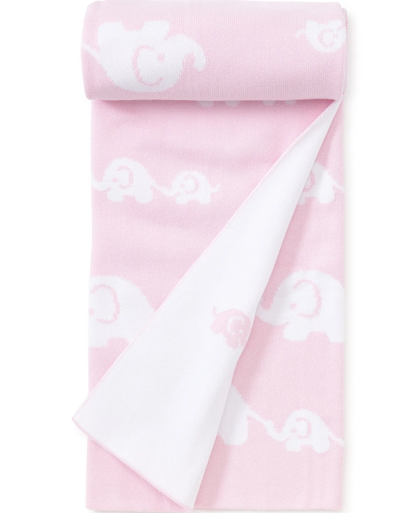 Pink Elephant Knit Novelty Blanket