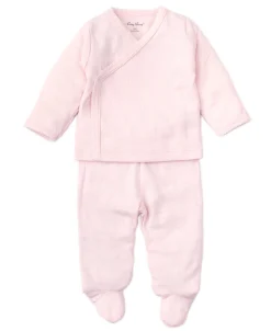 Pink Pointelle Cross Tee and Pant Set