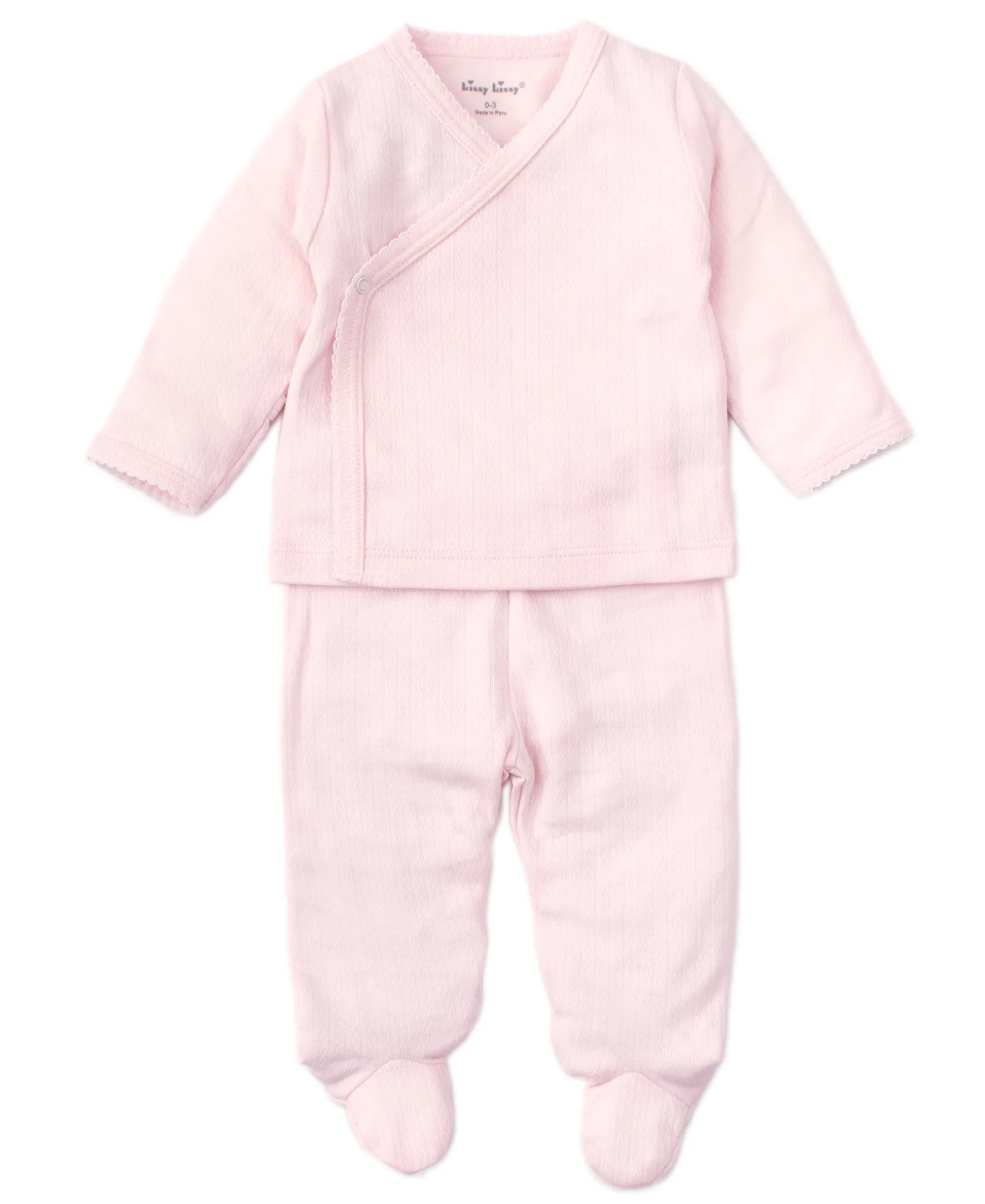 Pink Pointelle Cross Tee and Pant Set