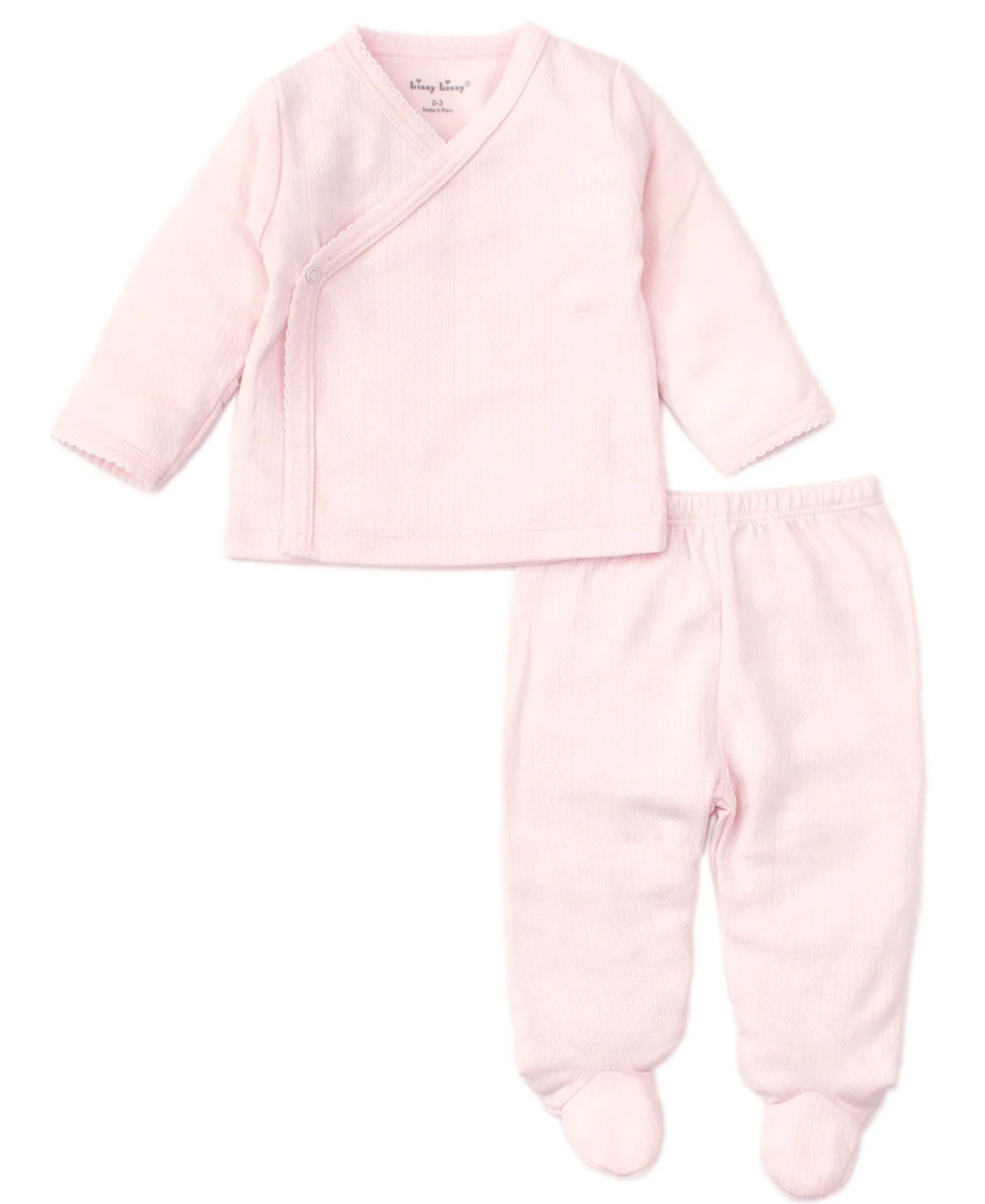 Pink Pointelle Cross Tee and Pant Set