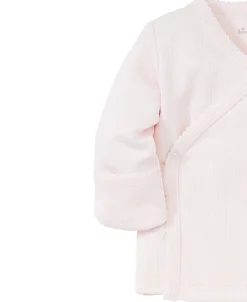 Pink Pointelle Long Sleeve Cross Tee