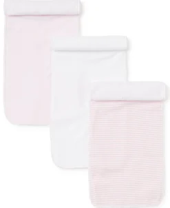 Pink Stripe 3 Pack Burp Set w/ Tulle Bag