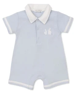 Pique Bunny Bash Blue Short Playsuit