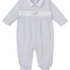 Premier Baby Bunny Patch Blue Hand Emb. Collar Footie