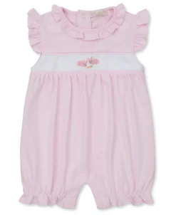 Premier Baby Bunny Patch Pink Hand Emb Short Playsuit