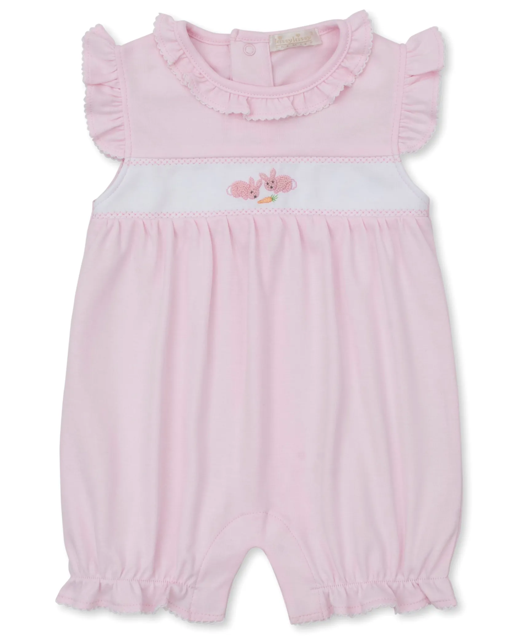 Premier Baby Bunny Patch Pink Hand Emb Short Playsuit