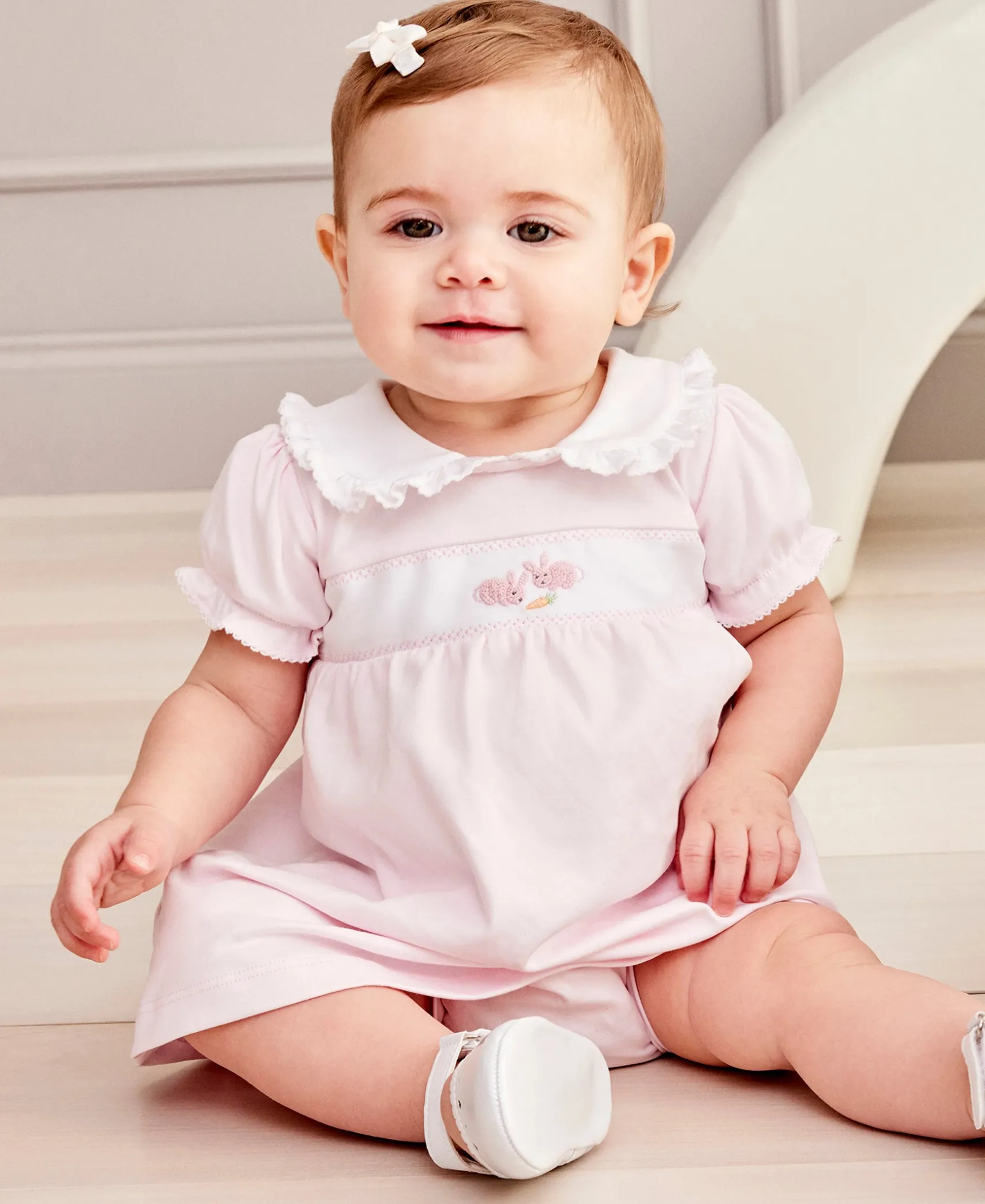 Premier Baby Bunny Patch Pink Hand Emb. Dress Set