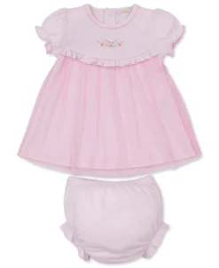 Premier Flowers & Vines Pink Hand Emb. Dress Set