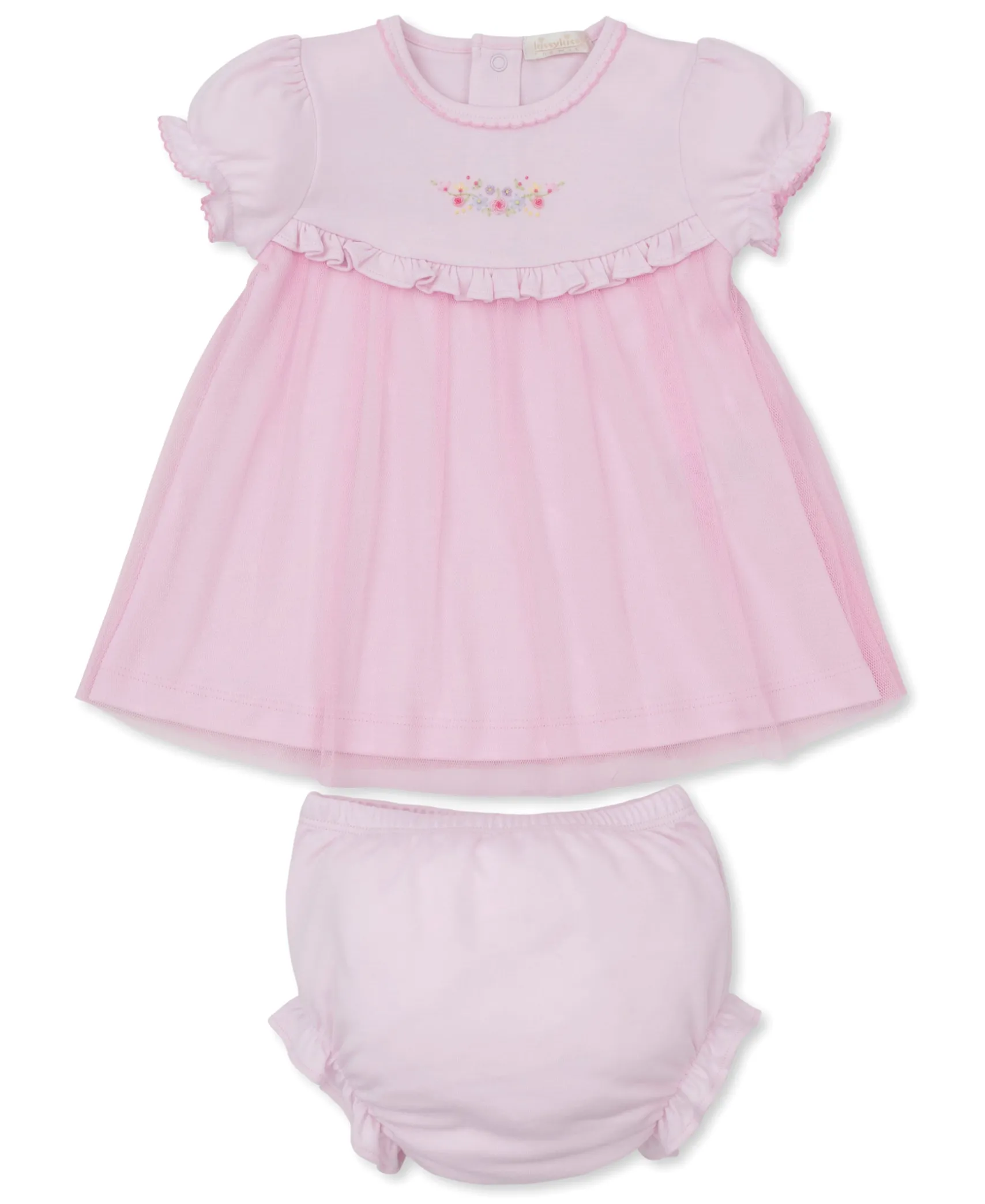 Premier Flowers & Vines Pink Hand Emb. Dress Set