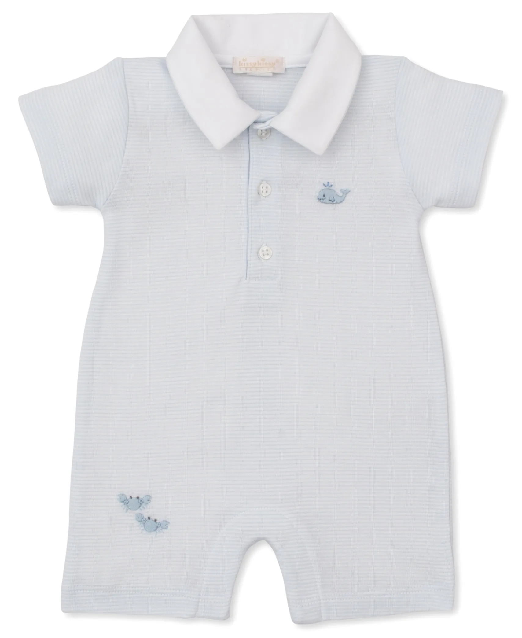 SCE Crabs & Whales Blue Hand Emb. Short Stripe Playsuit