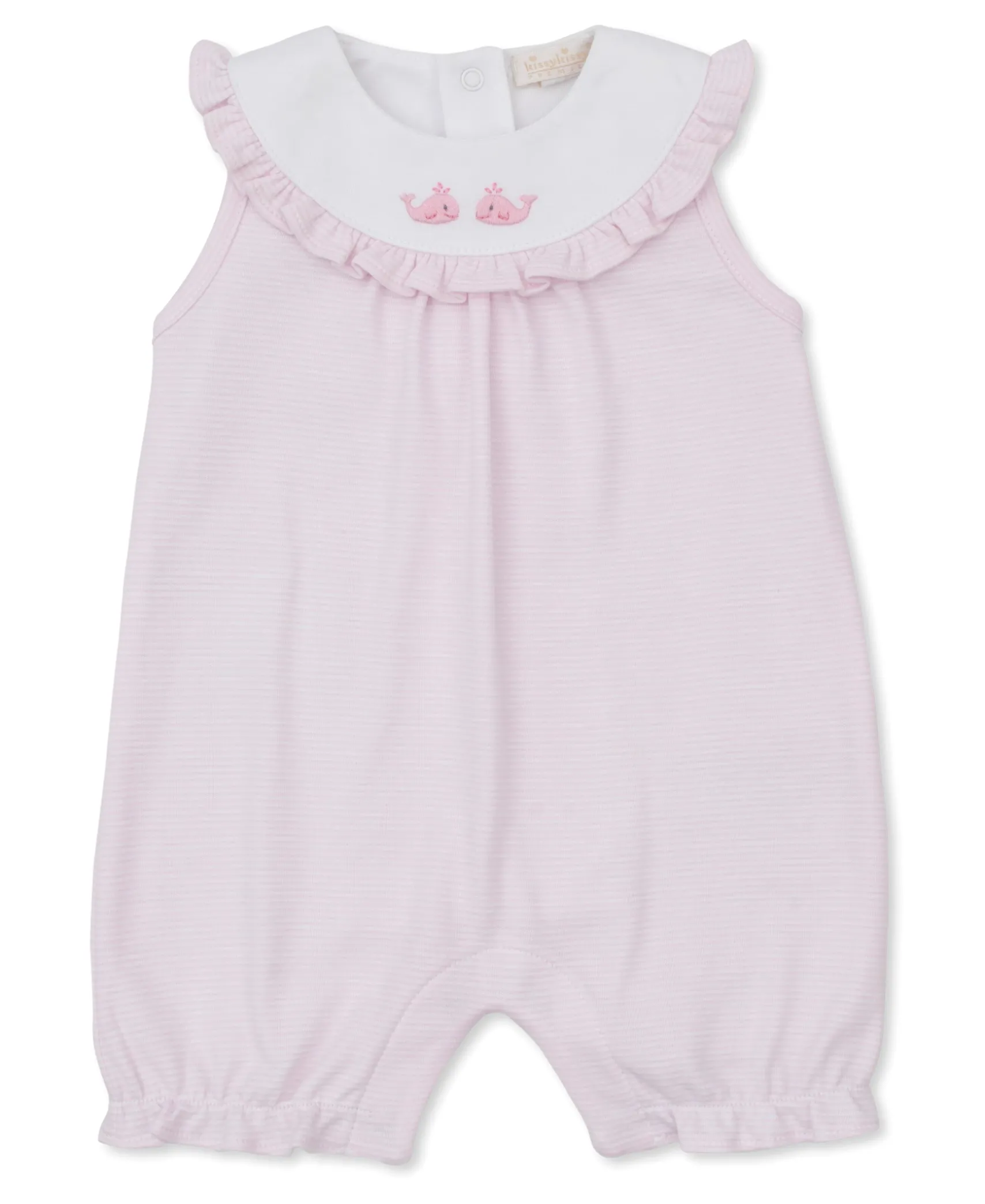 SCE Crabs & Whales Pink Hand Emb. Short Stripe Playsuit