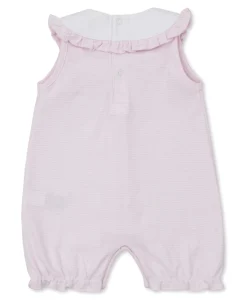 SCE Crabs & Whales Pink Hand Emb. Short Stripe Playsuit