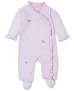 SCE Roses and Blooms Pink Hand Emb. Footie