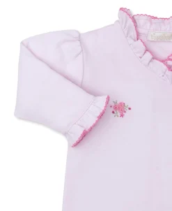 SCE Roses and Blooms Pink Hand Emb. Footie