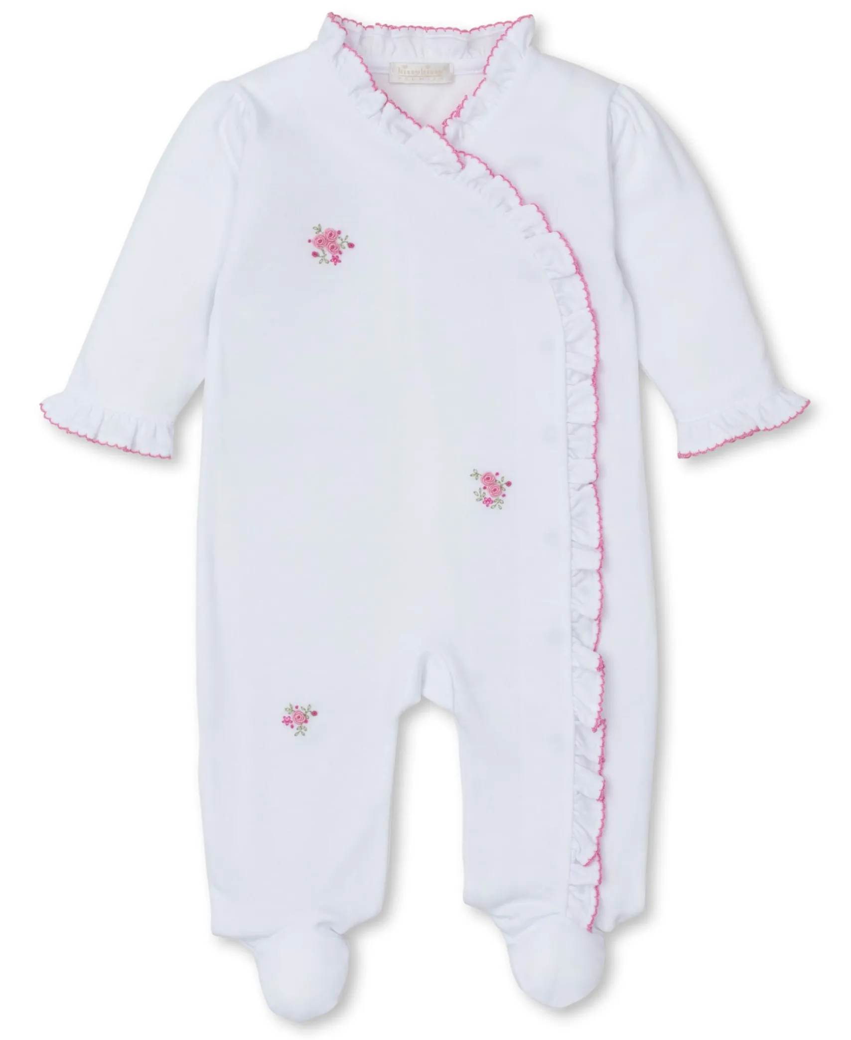 SCE Roses and Blooms White/Pink Hand Emb. Footie