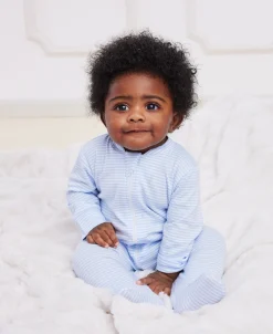 Simple Stripes Blue Pajama Zip Footie