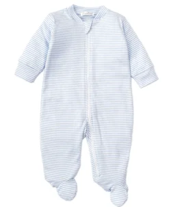 Simple Stripes Blue Pajama Zip Footie