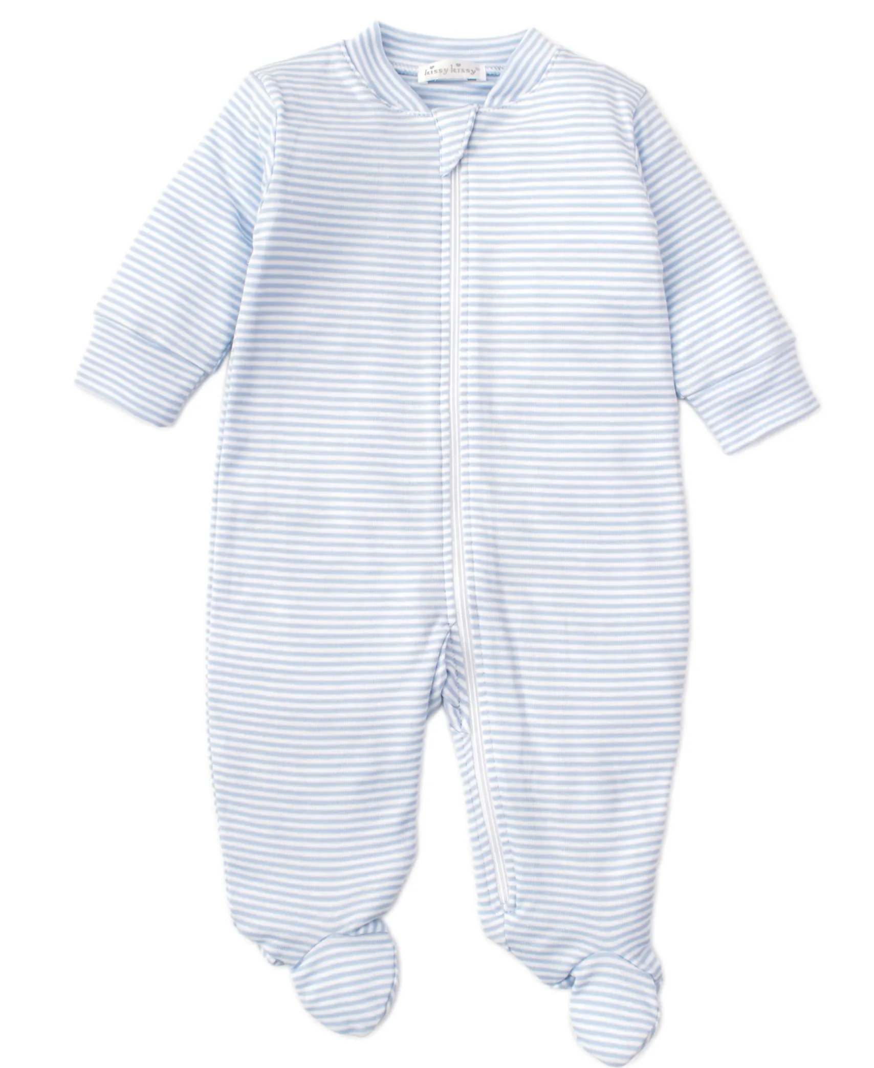 Simple Stripes Blue Pajama Zip Footie