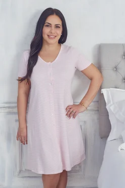 Simple Stripes Pink Adult Nightgown
