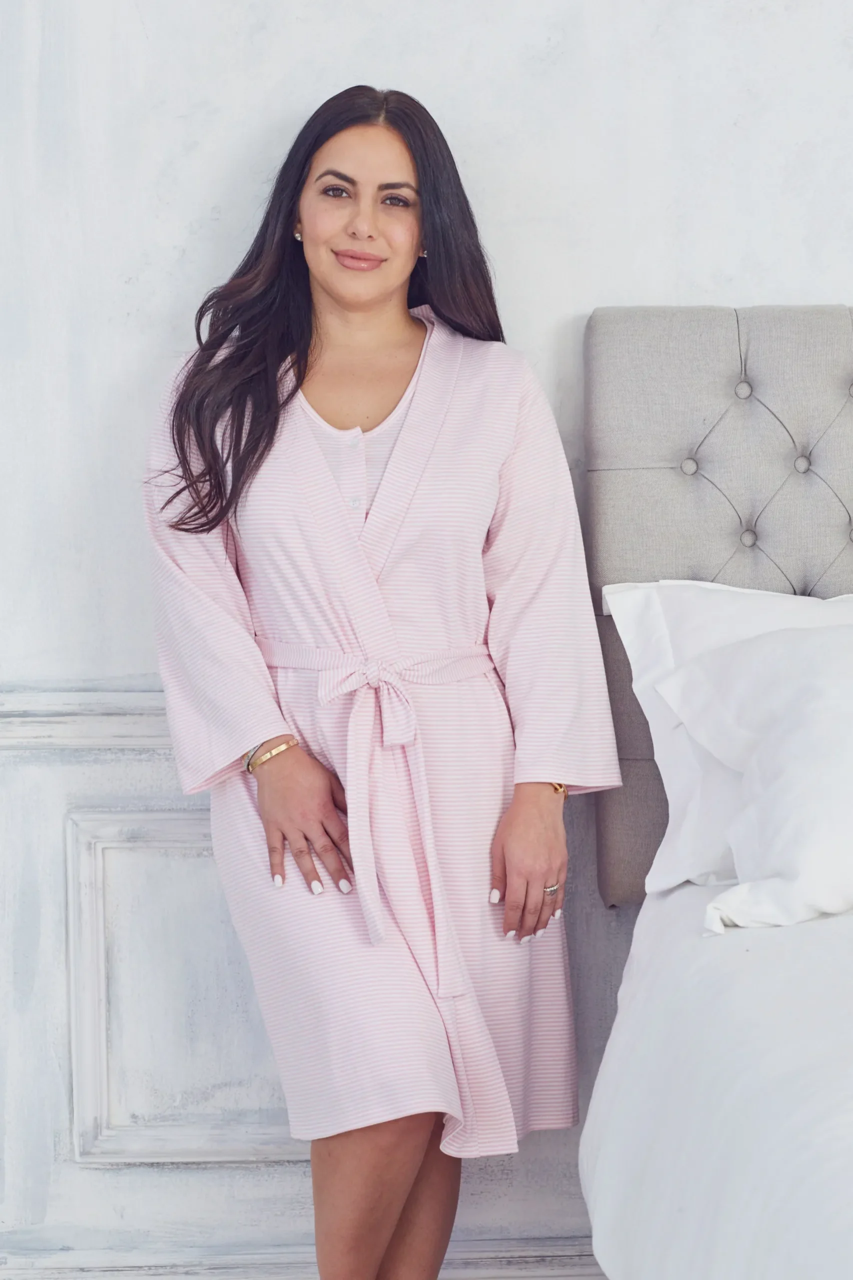 Simple Stripes Pink Adult Robe