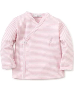 Simple Stripes Pink Long Sleeve Cross Tee