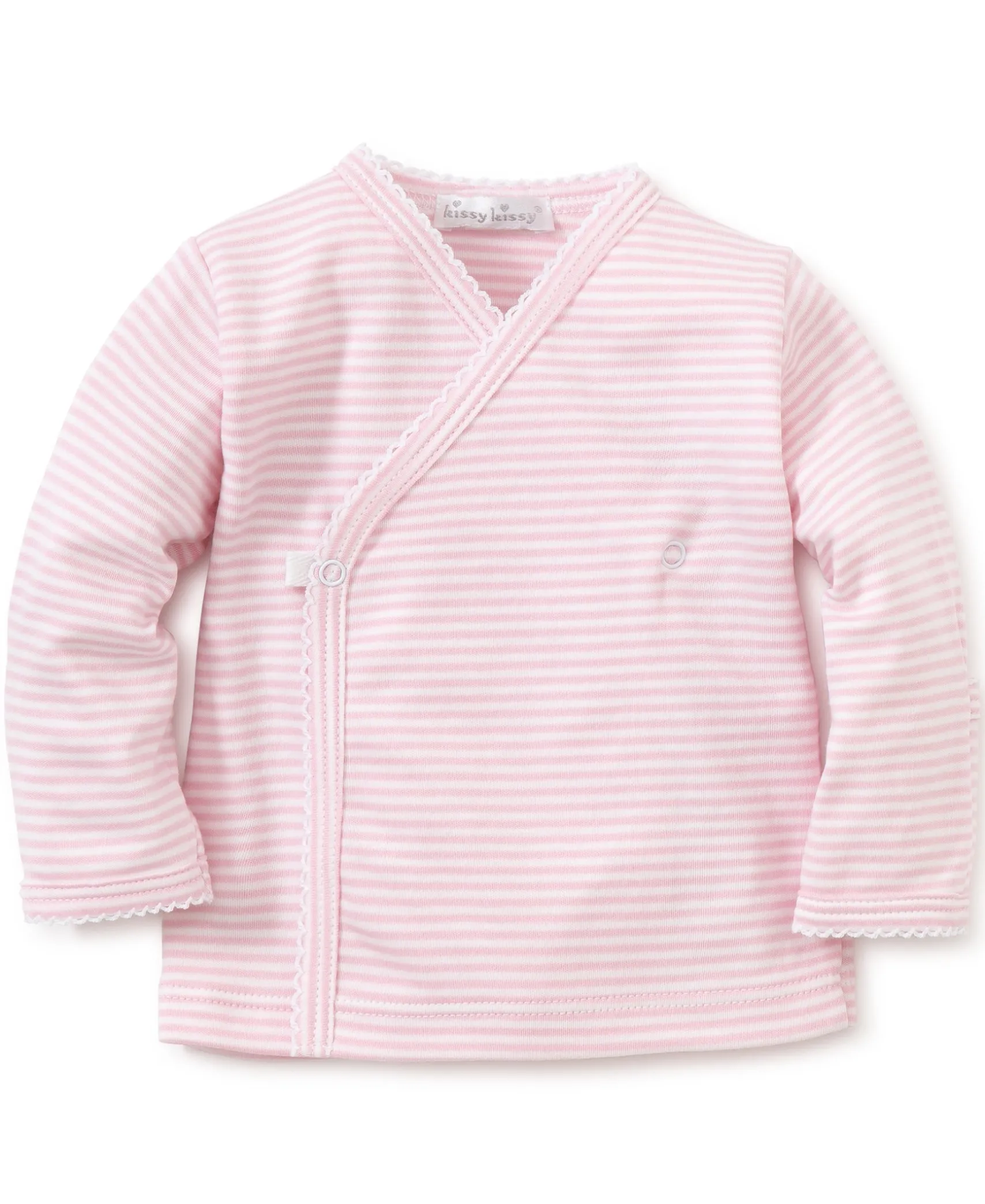 Simple Stripes Pink Long Sleeve Cross Tee