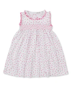 Tulip Blossoms White Smocked Toddler Dress