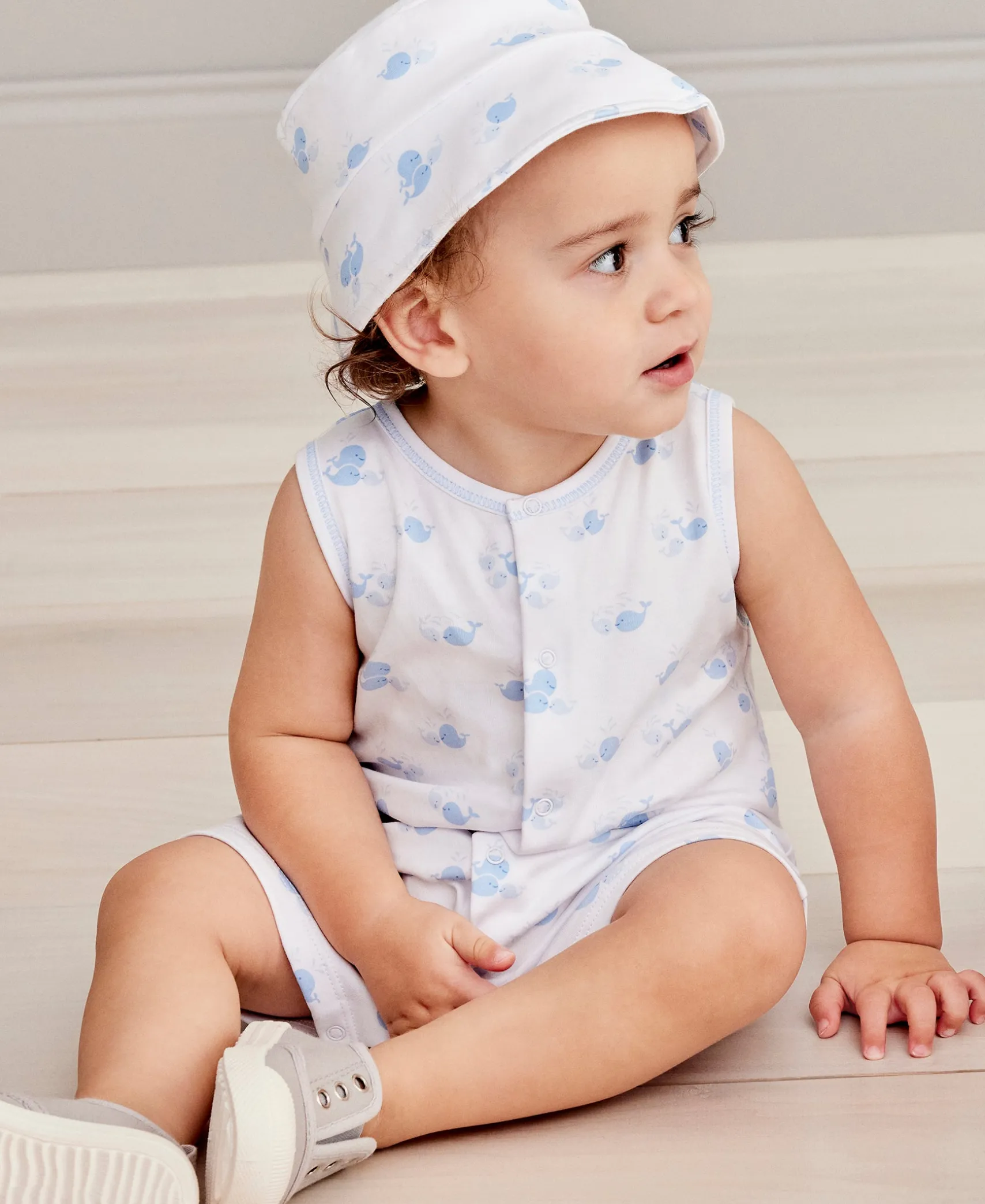 Whale Wonder Blue Sleeveless Playsuit