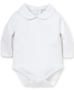 White Kissy Basics L/S Bebe Collar Bodysuit