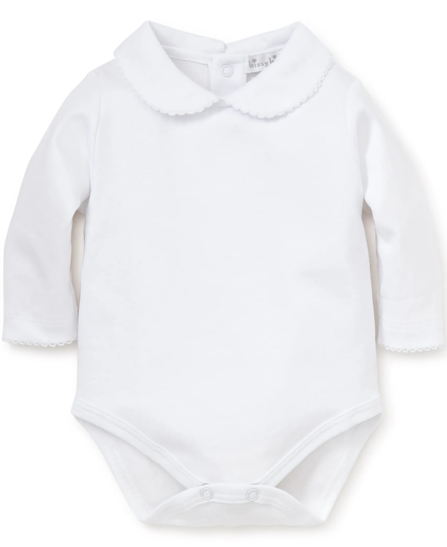 White Kissy Basics L/S Bebe Collar Bodysuit