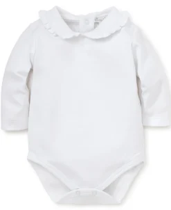 White Kissy Basics Ruffle Collar Bodysuit