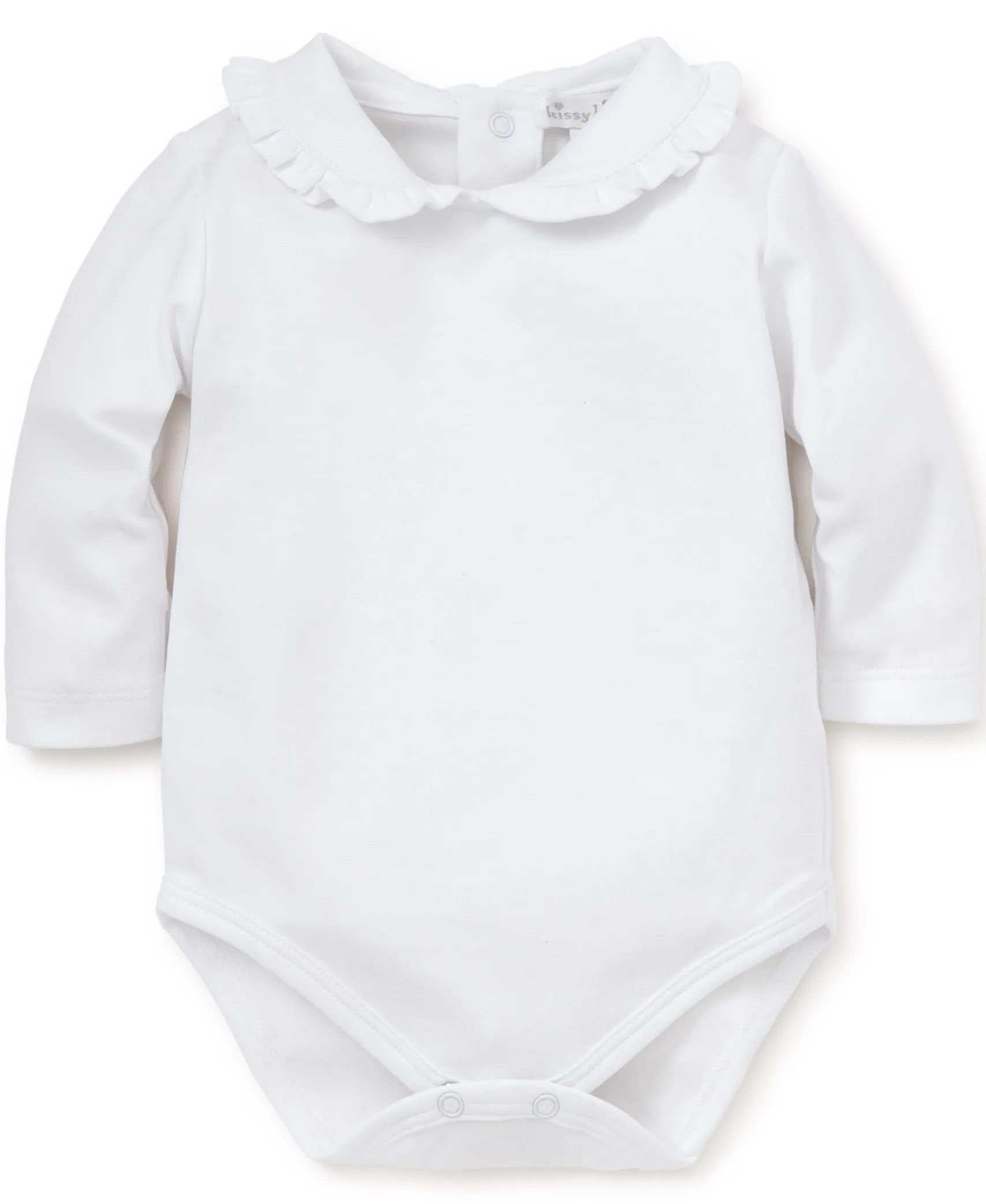 White Kissy Basics Ruffle Collar Bodysuit
