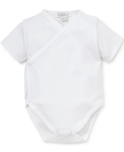 White Kissy Basics Short Sleeve Cross Bodysuit