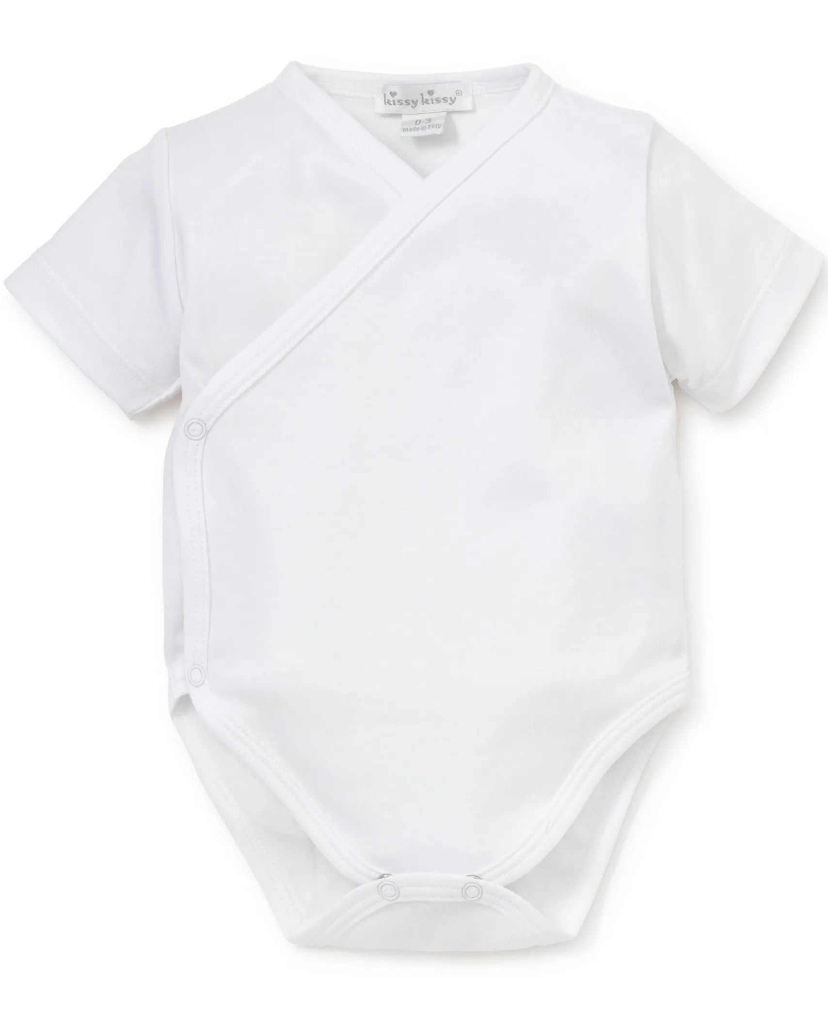 White Kissy Basics Short Sleeve Cross Bodysuit