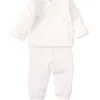 White Pointelle Cross Tee and Pant Set