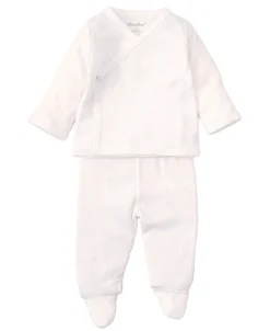 White Pointelle Cross Tee and Pant Set