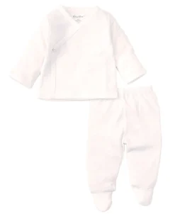White Pointelle Cross Tee and Pant Set