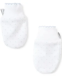 White/Blue New Kissy Dots Print Mitts