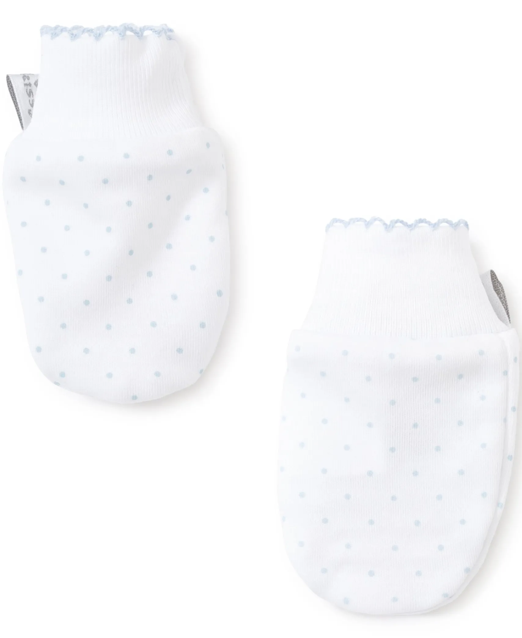 White/Blue New Kissy Dots Print Mitts