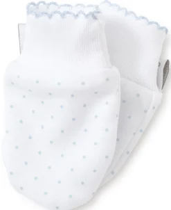 White/Blue New Kissy Dots Print Mitts