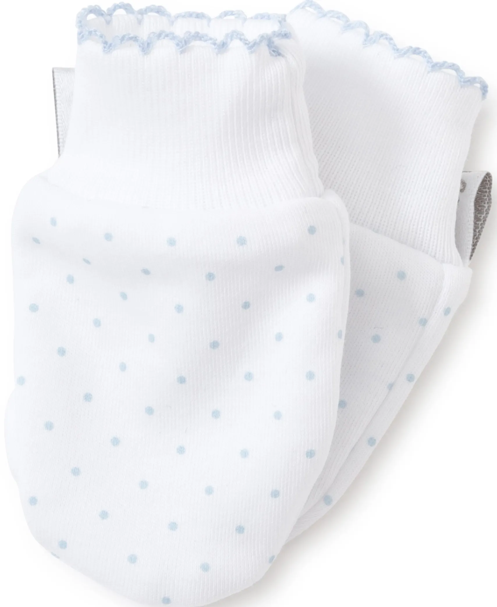 White/Blue New Kissy Dots Print Mitts