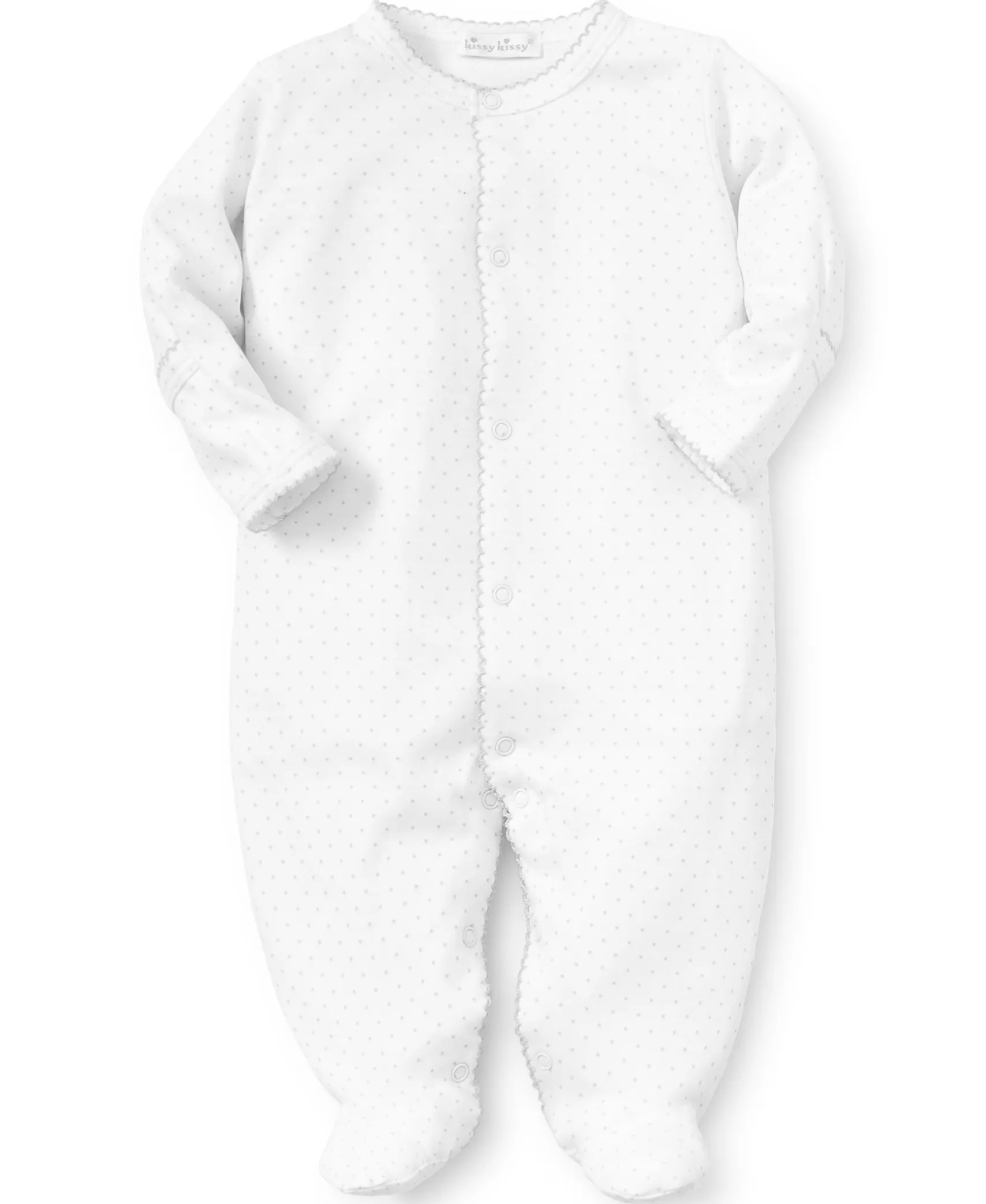 White/Silver New Kissy Dots Print Footie