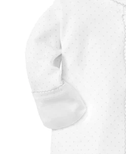 White/Silver New Kissy Dots Print Footie